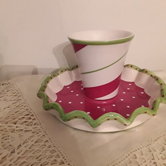 Vintage Festive Chip and Dip and Cheese Ball/Cake Pedestal Server - Picture 3 of 4